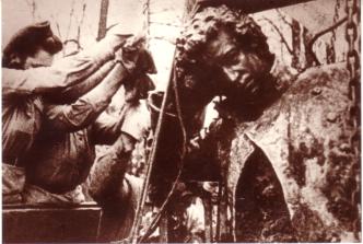 Taking out the monument of A.S. Pushkin from a shelter.